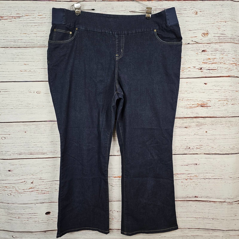 Woman Within High-Rise Pull-On Flare Leg Stretch Jean Plus 28W Blue NWOT